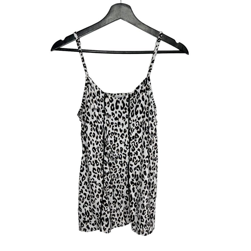 Soma Black White Leopard Print Spaghetti Strap Pajama Top Small